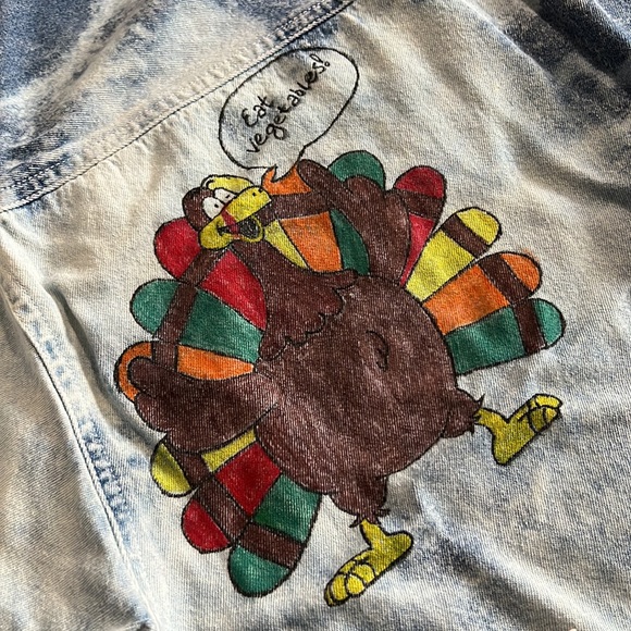 Customized OOAK Vintage Acid Washed Denim Shirt - 90’s Embroidered Fall Harvest - Picture 10 of 12